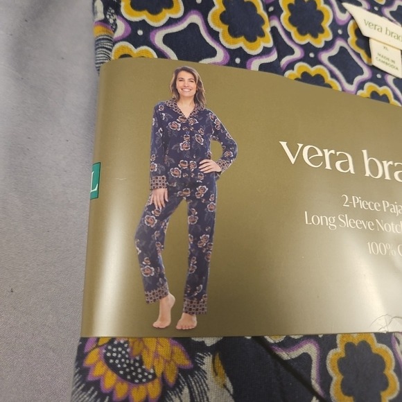 Vera Bradley Women's 2- Piece Pajama Set Long Sleeve Top & Pants XL Blue NWT - Picture 4 of 4